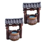Sosoport 2pcs Mini Water Well Micro Landscape Ornaments for Fairy Garden Decor 6.5x4x8cm Resin Diy Succulent Planter Accessories Home Desktop Decoration
