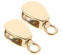 Sosoport 2pcs MM Brass Flag Rope Pulley for Flag Poles on Sailboats | Polished Golden Finish, Smooth Line Operation and Reduced Wear, Easy Installation for Patrol Boats