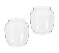 Sosoport 2pcs Oil Lamp Chimney Replacement Glass Shade Windproof Hurricane Lantern Globe for Vintage Kerosene and Paraffin Lamps for Outdoor and Home Use
