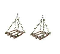 Sosoport 2pcs Pet Bird Cage Toy Wooden Parrot Ladder Hammock Swing for Chewing and Climbing for Parakeets Cockatiels Lovebirds Essential Bird Stand Toy for Happy Healthy Playtime