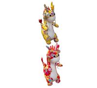 Sosoport 2pcs Plush Dragon Decoration Stuffed Cartoon Dragon Dolls for Chinese Year Festive Home Decor Red and Yellow Flower Pattern Soft