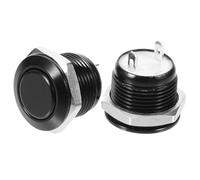 Sosoport 2pcs Push Button Switch Auto Reset LED Flat Top Push Start Button with Oxide Black Finish for Car Boat Industrial Equipment Control