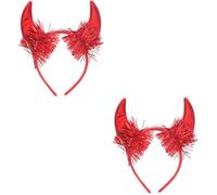 Sosoport 2pcs Red Demon Horns Headband Halloween Cosplay Hair Accessory with Red Sequin Party Fancy Dress Headband for Adults and Men Festive Hair Decor for Costume Events