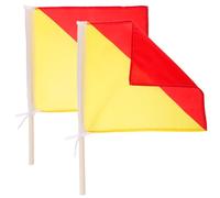 Sosoport 2pcs Red Yellow Signal Flags 35x35cm Polyester Commanding Handheld Flags 50-60cm Rods for Military Training Navy Performance Race Conducting