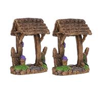 Sosoport 2pcs Resin Building Model Miniature Garden Accessories Gate Ornament Toy Decorative Crafts Suitable for Boys and Girls Adults