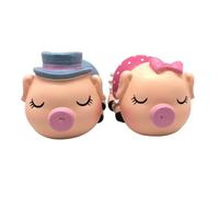 Sosoport 2pcs Resin Pig Figurines Desktop Ornament with Magnet Design, Elegant and Artistic Animal Ornaments the Home, for Parties and New Home Decoration