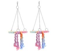 Sosoport 2pcs Round Cotton Rope Swing for Parrots Versatile Bird Perch and Chew Toy for Cockatiels and Quakers Easy Installation for Bird Cages Fun Play Area and Resting Spot