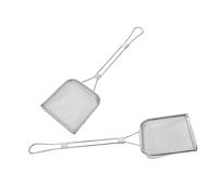 Sosoport 2Pcs Stainless Steel Fryer Skimmer with Long Handle Square Fine Mesh Oil Residue Strainer for Kitchen Frying Chicken French Fries and More