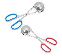 Sosoport 2pcs Stainless Steel Meatball Makers Ice Cream Scoop Fruits Ball Tongs Cake Pop Scoop Ice Cream Tongs Stainless Steel Meatball Maker Tool Kitchen Meat Baller Red