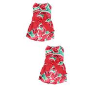 Sosoport 2pcs Summer Pet Dog Dress Watermelon Print Bowknot Sleeveless Elegant Puppy Skirt for Dogs for Everyday Wear and Special Occasions