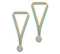 Sosoport 2pcs Swimming Medals with Neck Ribbons Durable Metal Award Trophies for Sports Competitions School Events and Parties Premium Craftsmanship Lightweight Design