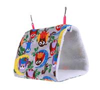 Sosoport 2pcs Triangle Parrot Hammock Cozy Bird Nest for Pets Warm Fleece Material Sleeping Bed for Parakeets Cockatiels and Finches Owl Pattern