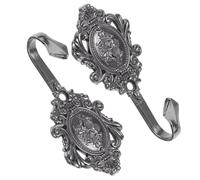 Sosoport 2pcs Wall Mounted Coat Hooks Metal Embossed Design Bright Black Finish Sturdy Double Hooks for Hanging Coats Hats Bags Towels Bedroom Entryway Living Room