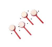 Sosoport 2pcs Wooden Drum Sheepskin Drumhead, Red Handle Shaking for Babies, Portable and Lightweight, Stimulates Listening Ability, Traditional Chinese Early Educational