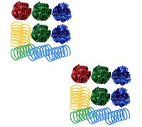 Sosoport 2sets Interactive Crinkle Cat and Spring Toys Kitten Playset for Indoor Cats Engaging Crinkle Sounds and Random Movement for Chasing and Swatting