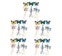 Sosoport 30pcs Cat Teaser Replacement Insect Attachments for Interactive Play Butterfly Dragonfly Ladybug and Bee Toys for Cats Lightweight for Indoor Fun