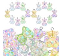 Sosoport 30pcs Resin Bear Charm Pendants for Jewelry Making and DIY Crafts, Creative Delicate Key Chain and Bracelet Charms, Gifts for Friends Random Color