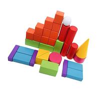Sosoport 32pcs Wooden Geometric Shapes Educational Math Toys for Boys and Girls Shape Cognition Model Montessori Teaching Resources for School and Home Learning