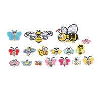 Sosoport 34pcs Clothing Patches Cartoon Bee Embroidered Appliqué Creative Delicate Cloth Accessories for Garments Bags Manual Crafts Repairing Decorating