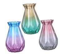 Sosoport 3pcs Decorative Glass Flower Vases Hydroponic and Dried Flowers Containers Retro Style Multi-colored Pattern for Home Living Desk Decoration