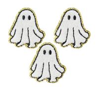 Sosoport 3pcs Ghost Patches Embroidered Applique for Clothes Hats Jeans Shoes Raised Embroidery DIY Sewing Accessories Halloween Decorative Textile Flair