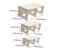 Sosoport 3pcs Multi Chamber Hamster Wooden Hideout for Small Pets Space Saving Natural Wood Habitat for Hamsters Guinea Pigs Hedgehogs Easy to Clean Private Shelter