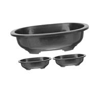 Sosoport 3pcs Oval Bonsai Training Pots Plastic Planters with Drainage Weather Resistant Garden Planter for Nursery Balcony Indoor Outdoor Plants Growing