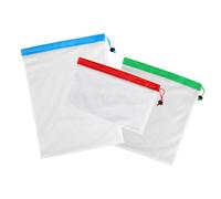 Sosoport 3pcs Reusable Mesh Vegetable Produce Bags with Drawstring Breathable Storage for Fruits Kitchen Organization Multi Lightweight Net Bags for Groceries