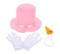 Sosoport 3pcs Snowman Decoration Kit with Pink Hat Carrot Nose Gloves Realistic Frosty Winter Costume Accessories for Holiday Parties Christmas Dress Up Halloween Fun