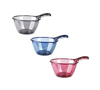 Sosoport 3Pcs Thickened Water Ladle Long Handle with Pouring Spout Multipurpose Household Water Scoops for Bathing Kitchen Washing Vegetables Shampoo Rinse Cups in Dark Red Dark Gray