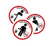 Sosoport 3PCS Toilet Decal Set Decorative Toilet Stickers with English Signs, Multi-Functional Bathroom Wall Stickers for Home and Restaurant Use