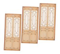 Sosoport 3pcs Vintage Chinese Screen Models Decorative Dollhouse Furniture Tiny Architecture for Room Divider Photography Props DIY Model Windows for House Decoration