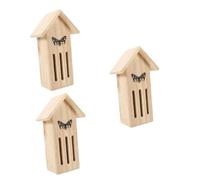 Sosoport 3pcs Wooden Butterfly House Feeder Outdoor Garden Habitat for Butterflies Easy Assembly Aesthetic Design Natural Wooden Shelter to Your Garden