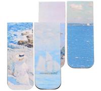 Sosoport 4 Pcs Magnetic Bookmarks Set with Artistic Sea Scenery Designs, Decorative Magnetic Page Clips for Students and Women, Note Label Bookmarks for Reading and Office Use