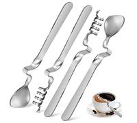 Sosoport 4 Pcs Stainless Steel Honey Jam Spoons with Spiral and Triangular Heads Polished Espresso Spoons for Coffee Tea Yogurt Suitable for Home and Cafe Use