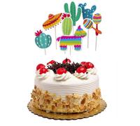 Sosoport 42pcs Cactus Cake Toppers Set with 7 Unique Party Cake Inserts Summer Mexican Fiesta Birthday Decorations and Dessert Table
