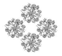 Sosoport 4pcs Bridal Crystal Flower Shoe Clips for Women, Silver Alloy | Removable Clip Mechanisms, 3d Flower Motif, Sparkling Accents for Satin Shoes, Flats, Ceremonies