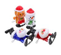Sosoport 4pcs Christmas Wind Up Santa Claus Snowman Elk Penguin Clockwork Figures for Funny Xmas Decor Party Favors Material