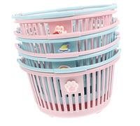 Sosoport 4pcs Cute Small Storage Baskets with Handles Practical Plaything Organizers for Home and Desktop Adorable Blue Rainbow and Star Hat Designs