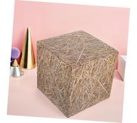 Sosoport 4pcs Decorative Hay Bales Boxes for Fall Harvest Party Sturdy Paper Fake Straw Haystack Models for Country Western Farm and Halloween Themed Decorations