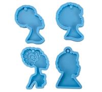 Sosoport 4pcs DIY Jewelry Casting Mold Silicone Resin Mould Key Chain Pendant Charm Set Chic Lovely Shape Not Easy to Break for Creative Handmade Crafts