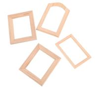 Sosoport 4pcs Dollhouse Photo Frame Decor Miniature Accessory Dollhouse Picture Frames Doll House Accessories Dollhouse Furniture Doll Wall Art Dollhouse Accessories Beige Wooden
