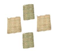 Sosoport 4pcs Hand-made Foot Pads Woven Grass Bed for Hamster Rabbit Cooling Mat