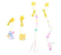 Sosoport 4pcs Interactive Cat Teaser Toy Hanging Door Frame Design for Indoor Cats Includes Crinkly Caterpillar Felt Chick and Felt Mouse Self-entertaining Pet Toys