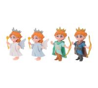 Sosoport 4pcs Mini Princess Couple Figurines Resin Anniversary Statue Wedding Cake Toppers Fairy Tale Prince Doll Ornaments for Valentine's Day Party Decorations
