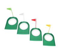 Sosoport 4pcs Plastic Golf Putting Cups with Triangular Flags White Yellow Red Green, Indoor Outdoor Golf Practice Training Aid for Home Backyard Office