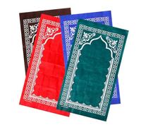 Sosoport 4pcs Portable Islamic Prayer Rugs Lightweight Foldable Muslim Prayer Mats with Decorative Patterns for Eid Festival and Home Ornament in Purple Blue and Dark Green