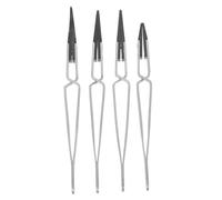 Sosoport 4pcs Stainless Steel Precision Cross Lock Tweezers Set Straight and Curved Reverse Tips for Electronics, Jewelry, DIY Projects and Watch Repair