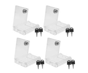 Sosoport 4pcs Thermostat Lock Box with Key Plastic Switch Cover Protector 5.2x3.7 Inch Tamper-resistant Air Conditioning Panel Lockable Outlet Box Indoor