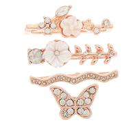 Sosoport 4pcs Watch Strap Charms and Ring Loops, Silicone Butterfly and Flower Decorations, 4pcs Rose Gold Set, Smartwatch Band Accessories for Women and Men